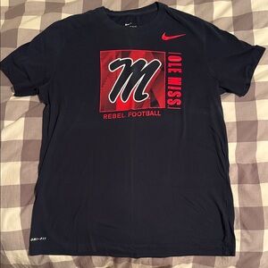 Nike Navy and Red Ole Miss Rebel Football Tee